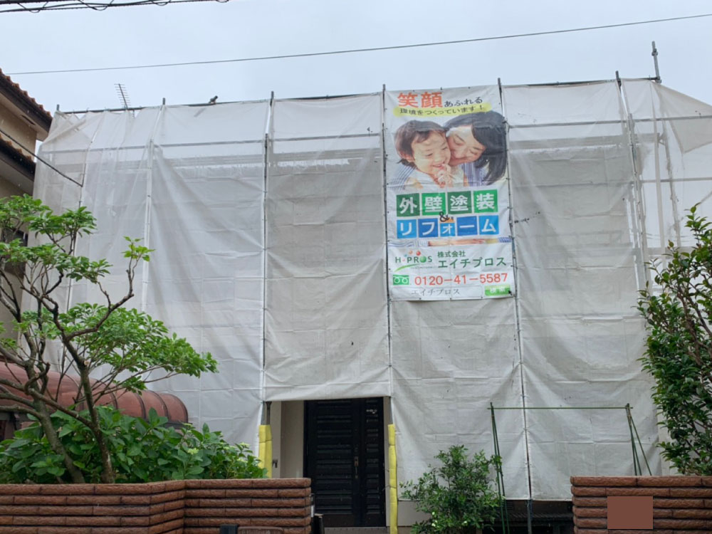 富士見市の2階建てモルタル外壁の住宅の工事